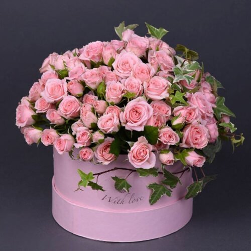 Pink Spray rose hat box arrangement